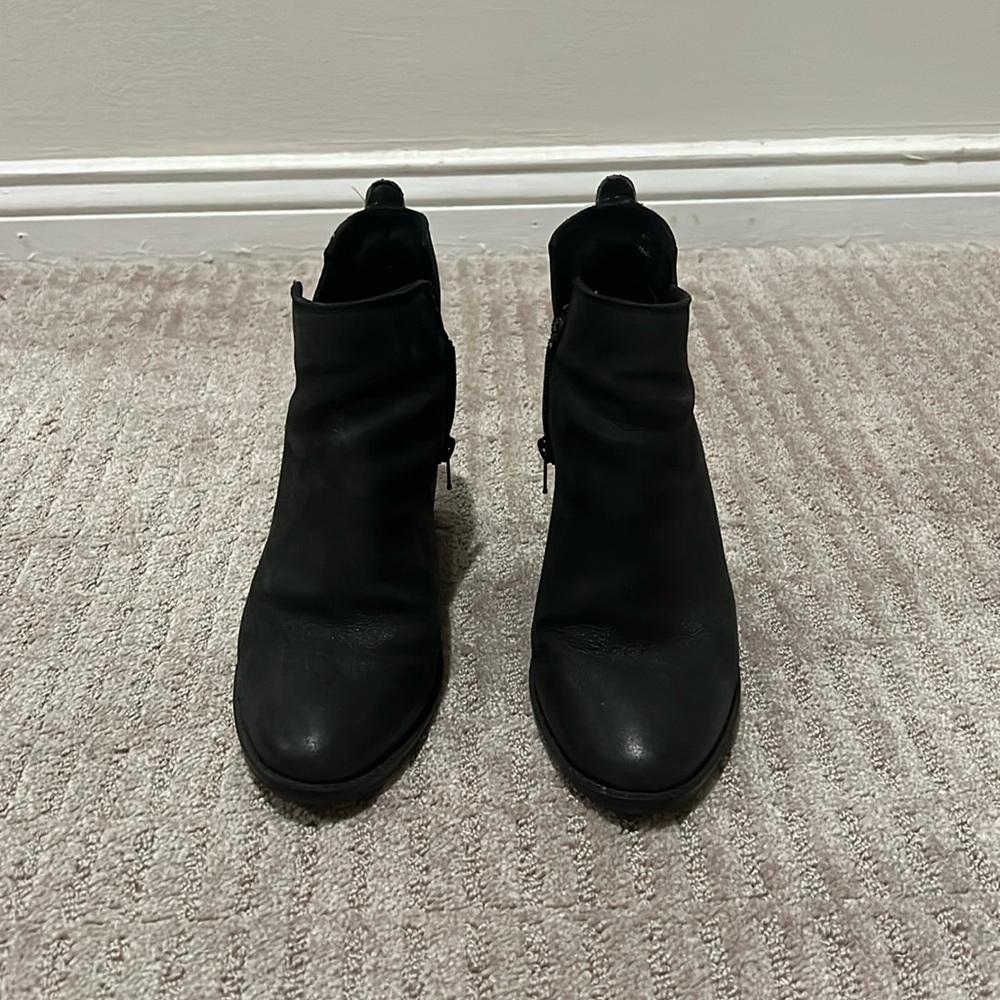 Very lightly worn black genuine leather booties. So comfortable!